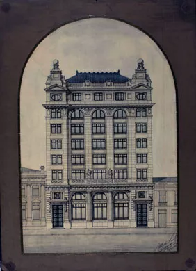Frontis del Edificio del Banco Nacional.