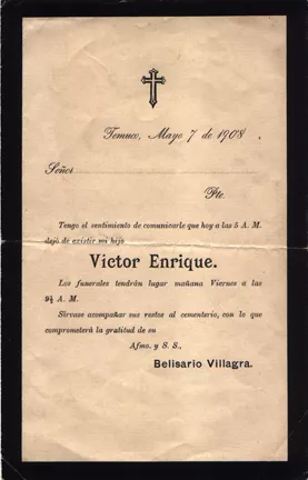 Defunción de Víctor Enrique Villagra