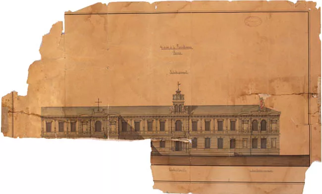 Planta de la fachada principal de la casa de la Providencia de la Serena