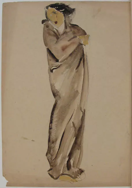 Croquis figura con túnica o manto (escultura?)