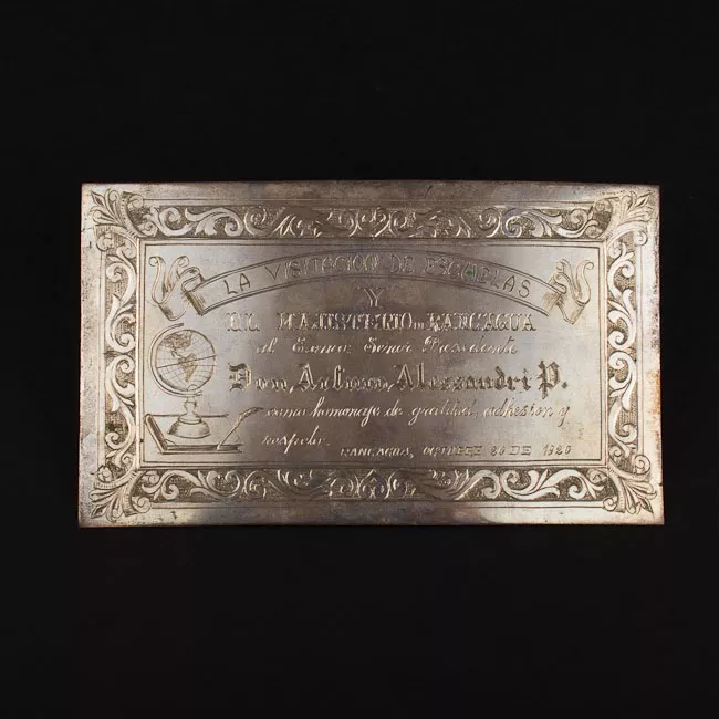 Placa cnmemorativa al Presidente Arturo Alessandri Palma del Magisterio de Rancagua