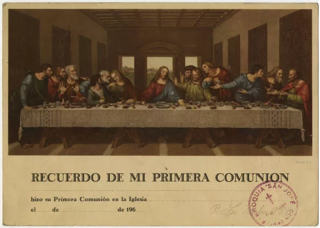 Estampa recuerdo de Primera Comunión La Última Cena