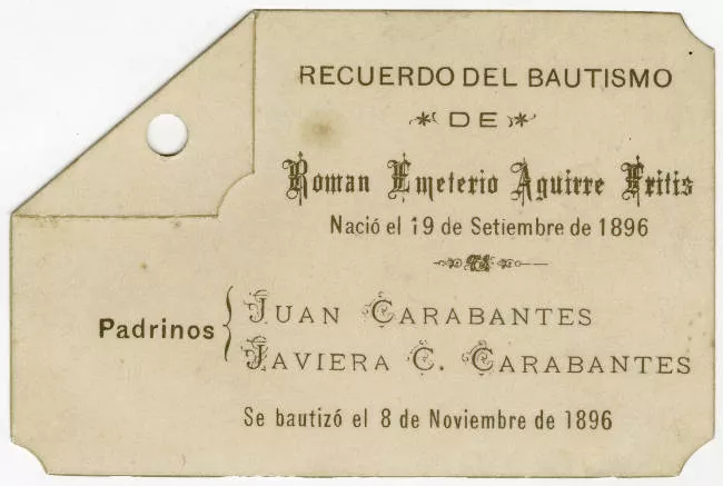 Bautismo de Román Emetrio Aguirre Fritis