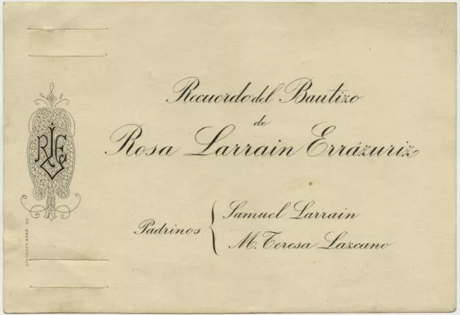 Bautismo de Rosa Larrain Errazuriz