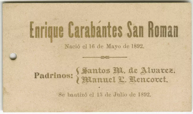 Bautismo de Enrique Carabántes San Roman