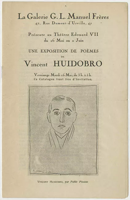 Catálogo "Une exposition de Poèmes de Vicente Huidobro"