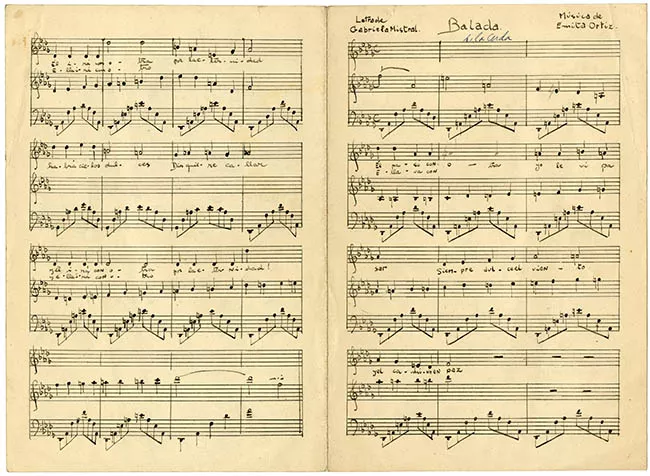 Balada, letra de Gabriela Mistral y música de Emita Ortiz