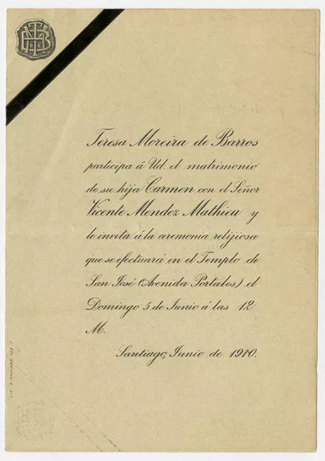 Parte de matrimonio de Carmen con Vicente Mendes Mathieu
