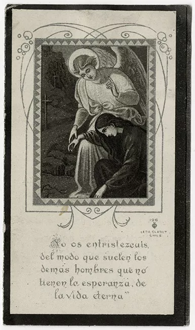 Tarjeta de defunción de Clara Rosa R.V. de Covarrubias