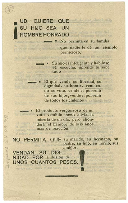 Folleto sobre el cohecho y la compra de votos
