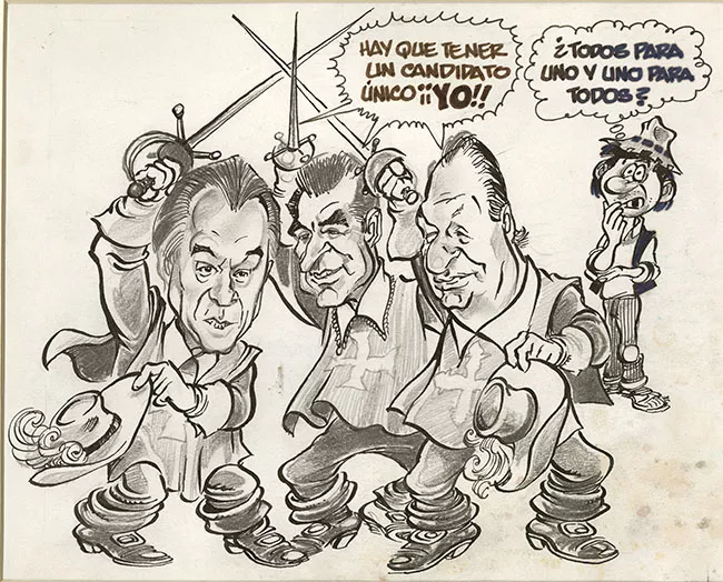 Candidatos de la Concertación Anselmo Sule, Eduardo Frei y Ricardo Lagos, junto a Verdejo