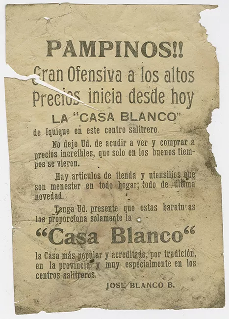 Aviso publicitario de Casa Blanco