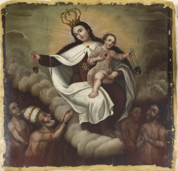 Virgen del Carmen con el niño Jesús y las almas del purgatorio