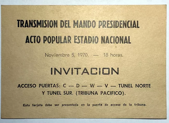 Invitación Transmisión del mando presidencial Acto popular Estadio Nacional