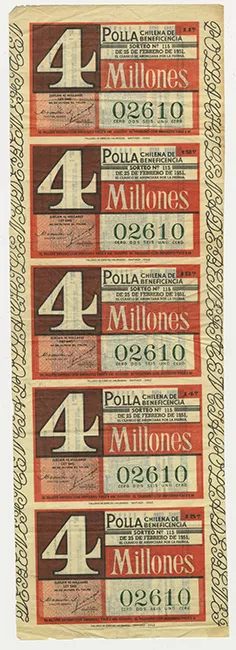 Boleto de la Polla Chilena de Beneficencia. Sorteo N° 115