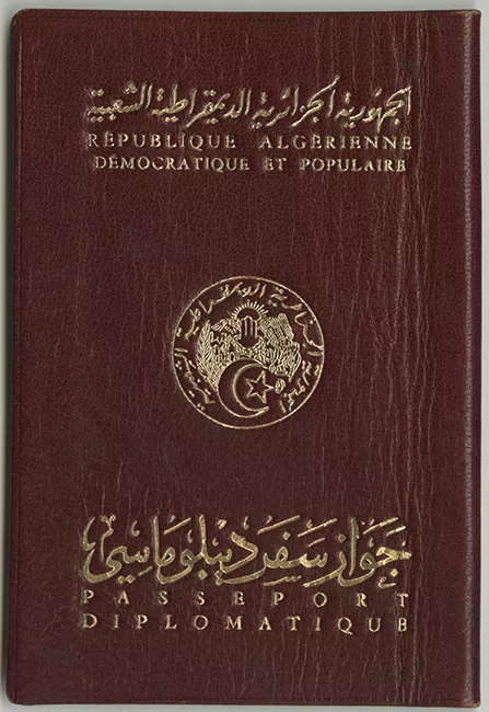 Pasaporte de la República Democrática Popular de Argelia otorgado a Anselmo Sule