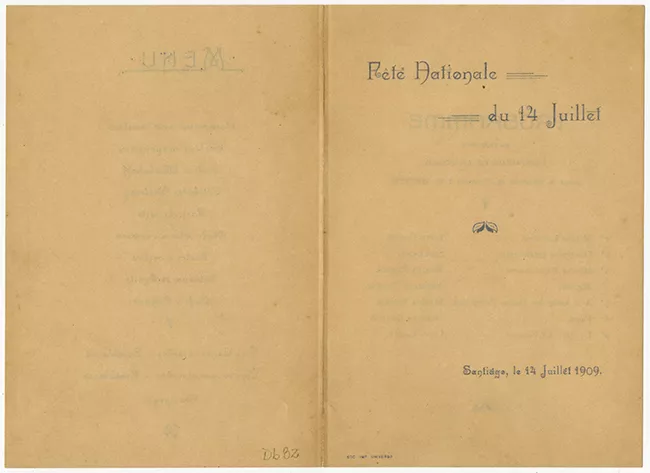 Menú  de la Fête Nationale (Fiesta Nacional Francia) 