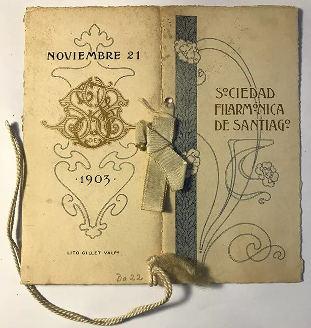 Carné de baile de la Sociedad Filarmónica de Santiago