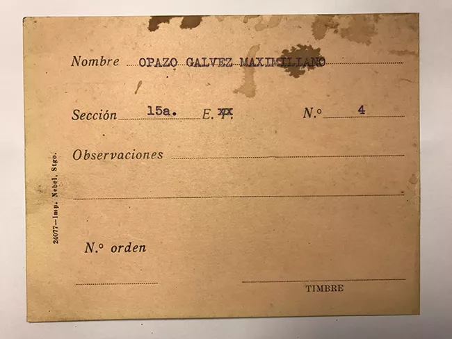 Tarjeta para realizar pedidos, Maximiliano Opazo Galvez 