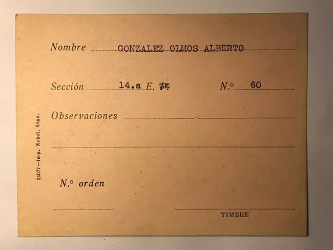 Tarjeta para realizar pedidos, Alberto  Gonzalez Olmos 