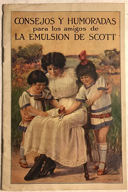 Folleto publicitario Consejos y humoradas para los amigos de la emulsión de Scott