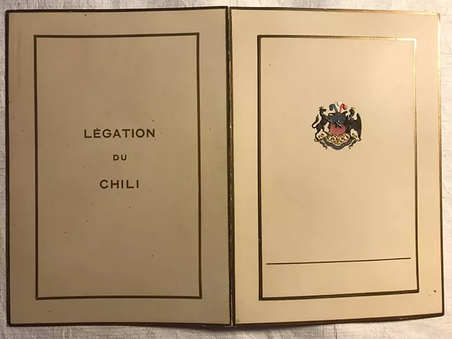 Tarjeta de Légation du Chili (francés)