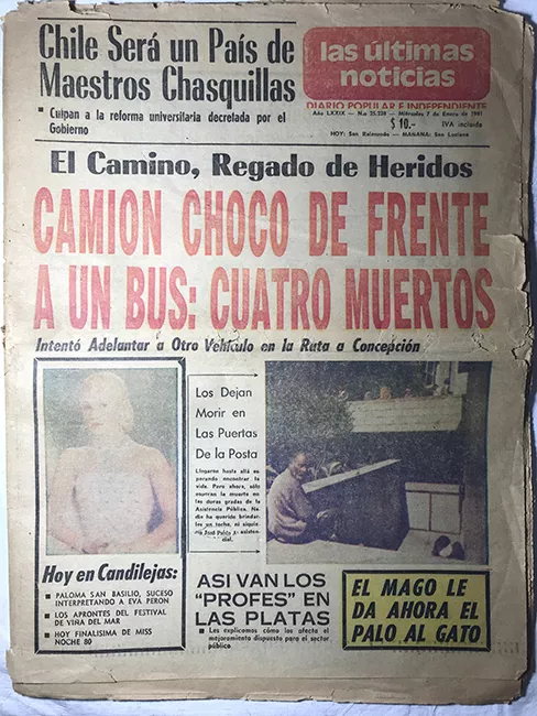 Periódico "Las Últimas Noticias". Miércoles 7 de enero de 1981