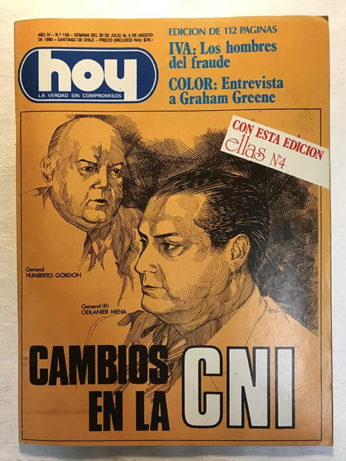 Revista HOY año IV n°158. 30 julio-5 agosto 1980. Cambios en la CNI