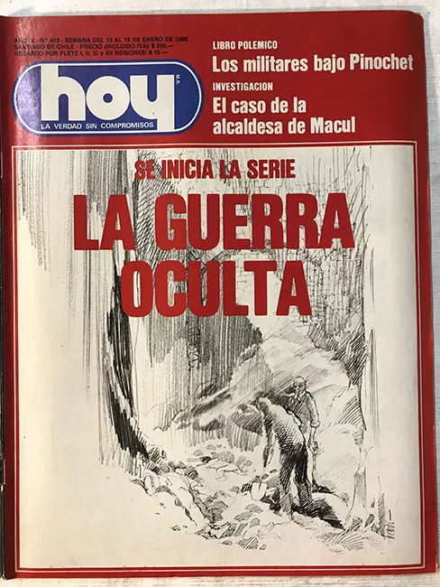 Revista HOY año IX n°443. 13 enero-19 enero 1986. Se inicia la serie, la guerra oculta