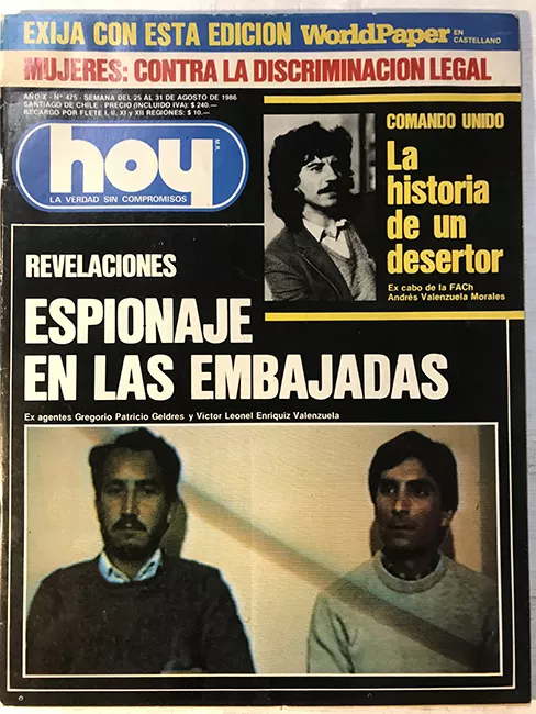 Revista HOY año X n°475. 25 agosto-31 agosto 1986. Espionaje en las embajadas