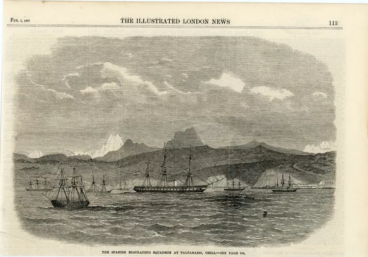 The Spanish Blockading Squadron at Valparaiso, Chili