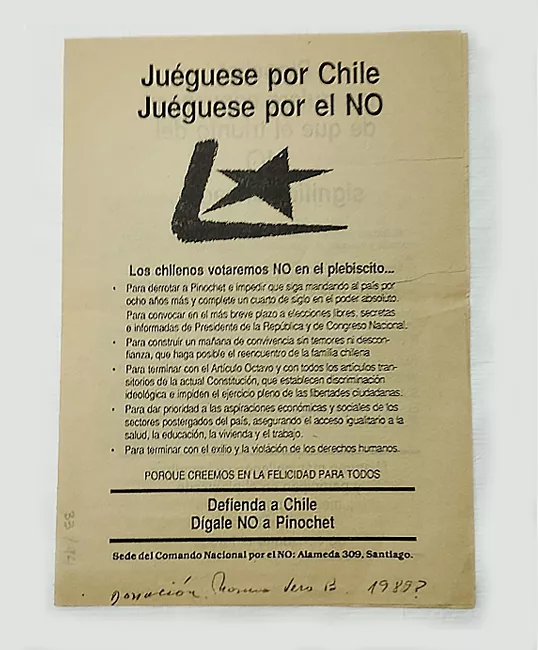 Panfleto por la campaña del NO