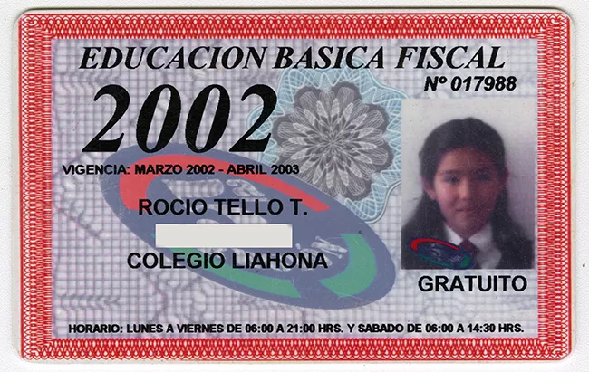 Pase escolar V región 2006 perteneciente a Rocío Tello T.