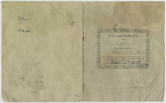 Cuaderno de copias perteneciente a Elena del C. M.