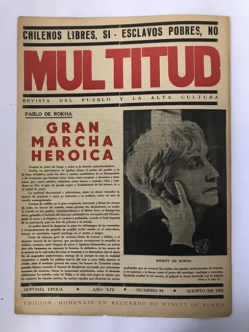 Revista Multitud. Séptima época. Año XIV N° 84 agosto de 1953. Chilenos libres, SI-Esclavos pobres, NO