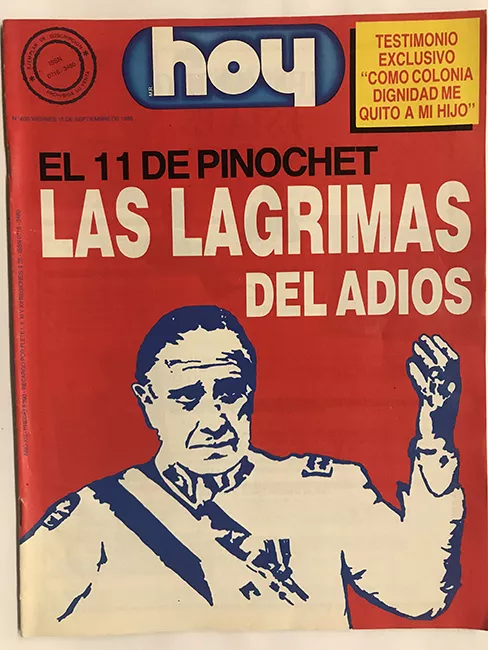 Revista HOY año XIII n°635. 15 septiembre 1989. El 11 de Pinochet. Las lágrimas del Adiós