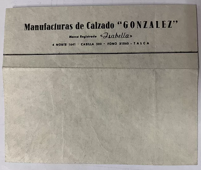 Sobre de Manufacturas de Calzado "GONZALEZ"