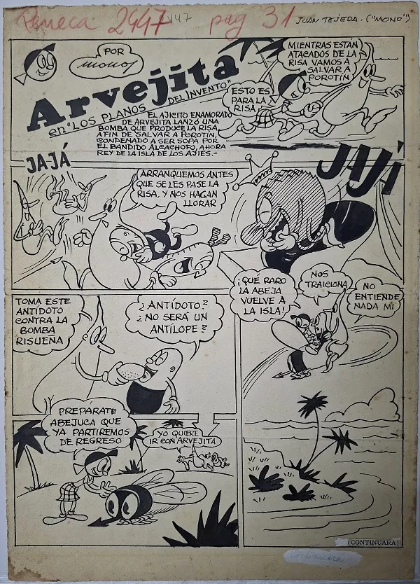 Arvejita en los planos del invento