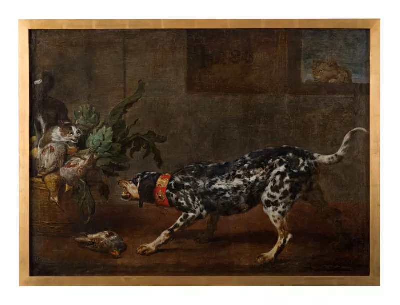 El perro y el gato en la cocina