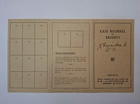 Cartilla de la Caja Nacional de Ahorros 