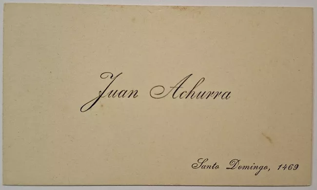 Tarjeta de visita de Juan Achurra