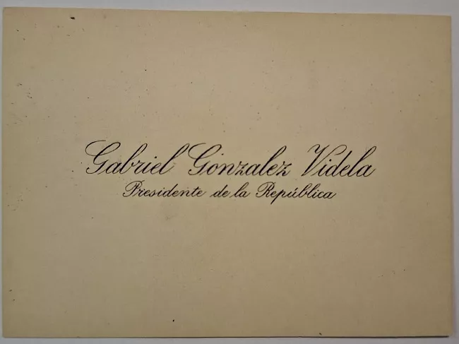 Tarjeta de visita del Presidente de la República Gabriel González Videla